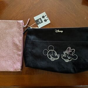 Disney at Primark Mickey & Minnie Mouse 2 Piece Cosmetic Travel Makeup Bag NWT
